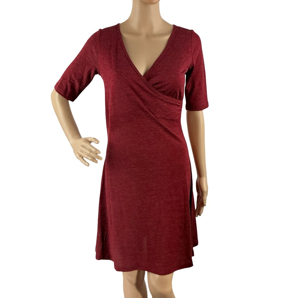 prAna Nadia Faux Wrap Wool Blend Dress Heathered Red Size XS - Picture 1 of 7